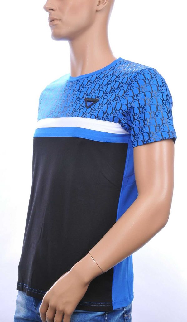Les Designers trendy ronde hals modern design heren T-shirt Blauw