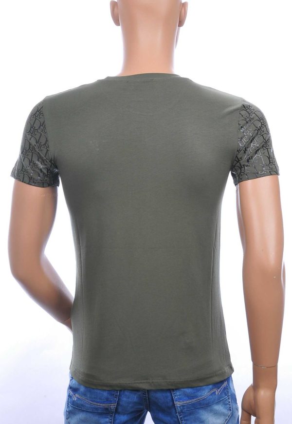 Les Designers trendy ronde hals modern design heren T-shirt Khaki