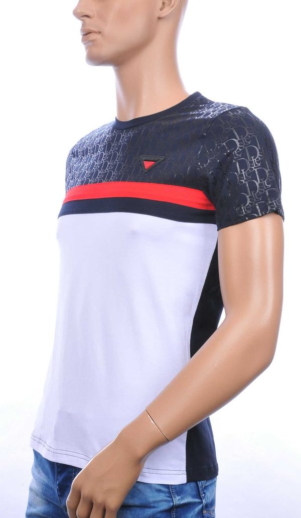 Les Designers trendy ronde hals modern design heren T-shirt Navy