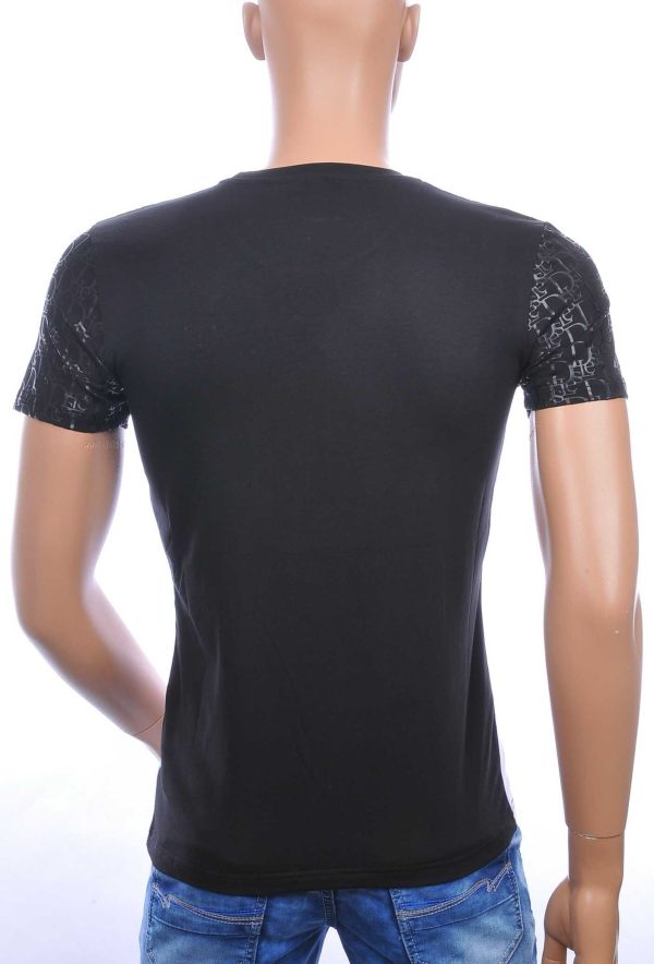 Les Designers trendy ronde hals modern design heren T-shirt Zwart