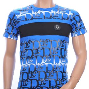 Les Designers trendy ronde hals modern design heren T-shirt Blauw