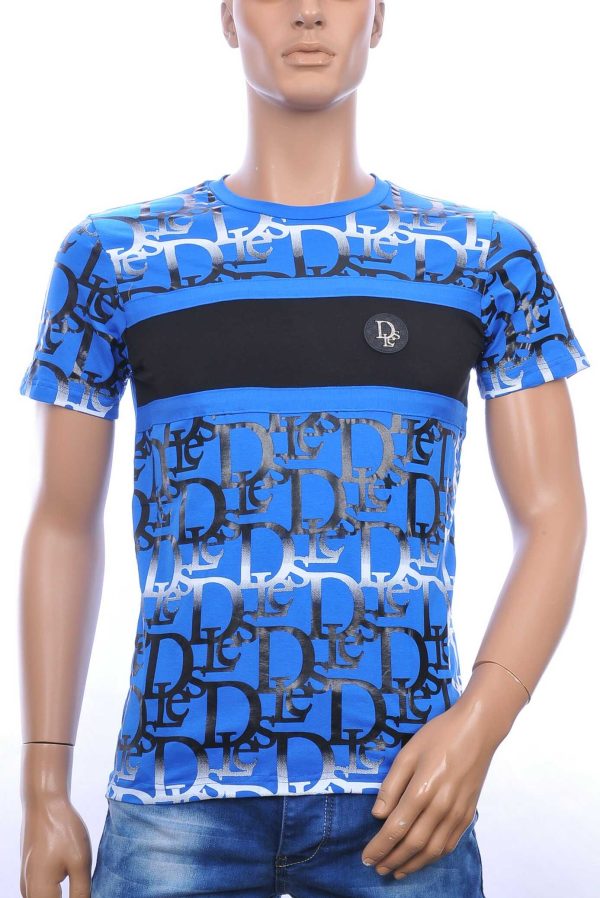 Les Designers trendy ronde hals modern design heren T-shirt Blauw