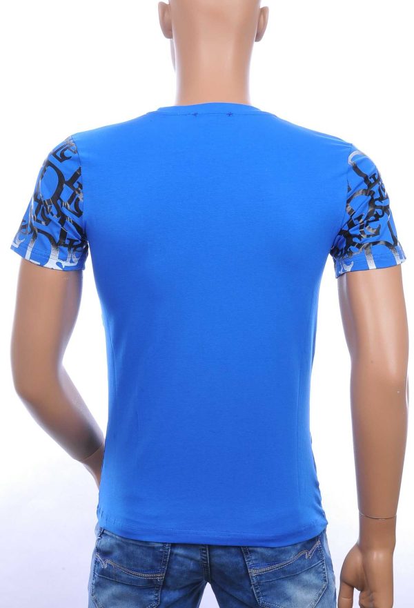 Les Designers trendy ronde hals modern design heren T-shirt Blauw