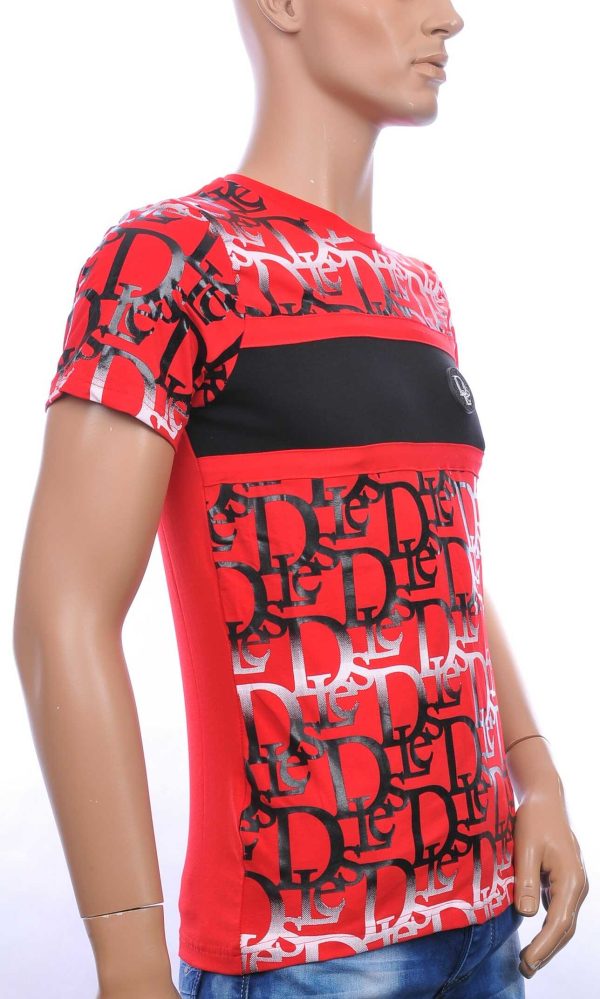 Les Designers trendy ronde hals modern design heren T-shirt Rood