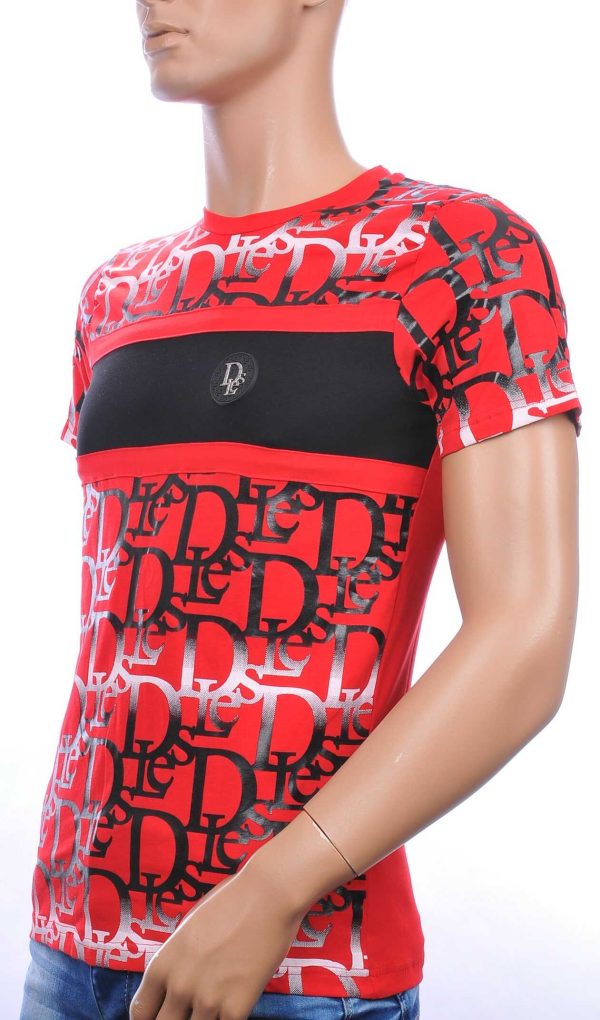 Les Designers trendy ronde hals modern design heren T-shirt Rood