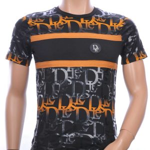 Les Designers trendy ronde hals modern design heren T-shirt Zwart