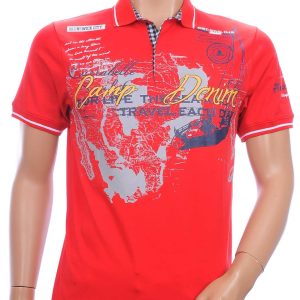 CI-BORG trendy heren polo T-Shirt met tekst print Rood