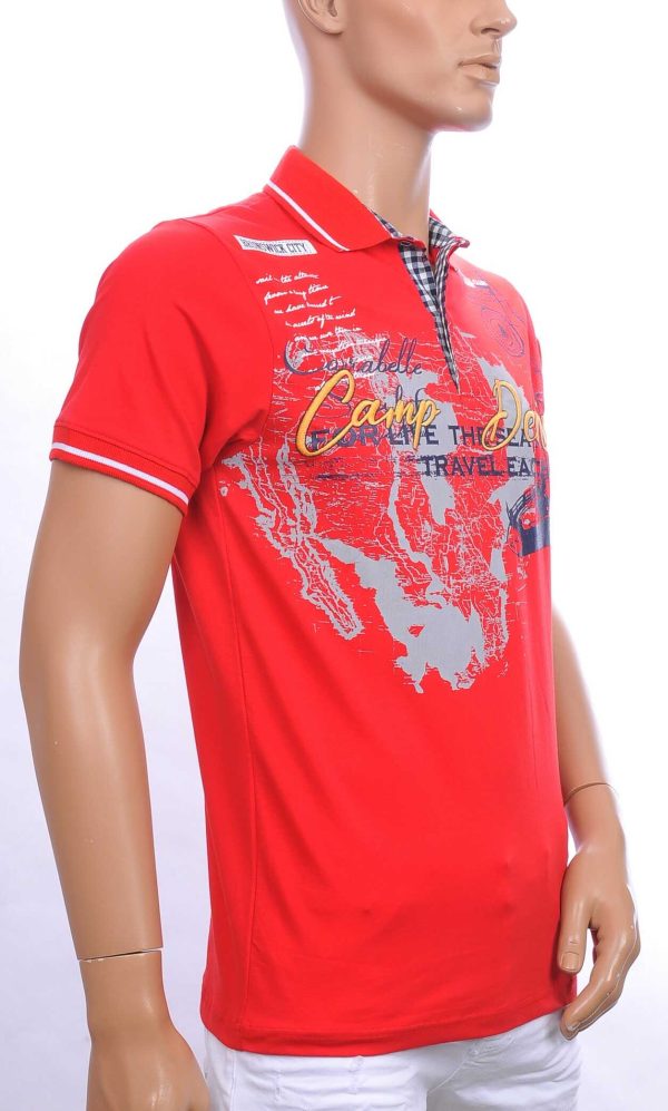 CI-BORG trendy heren polo T-Shirt met tekst print Rood