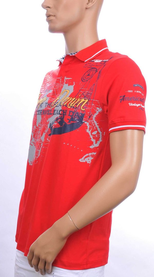 CI-BORG trendy heren polo T-Shirt met tekst print Rood