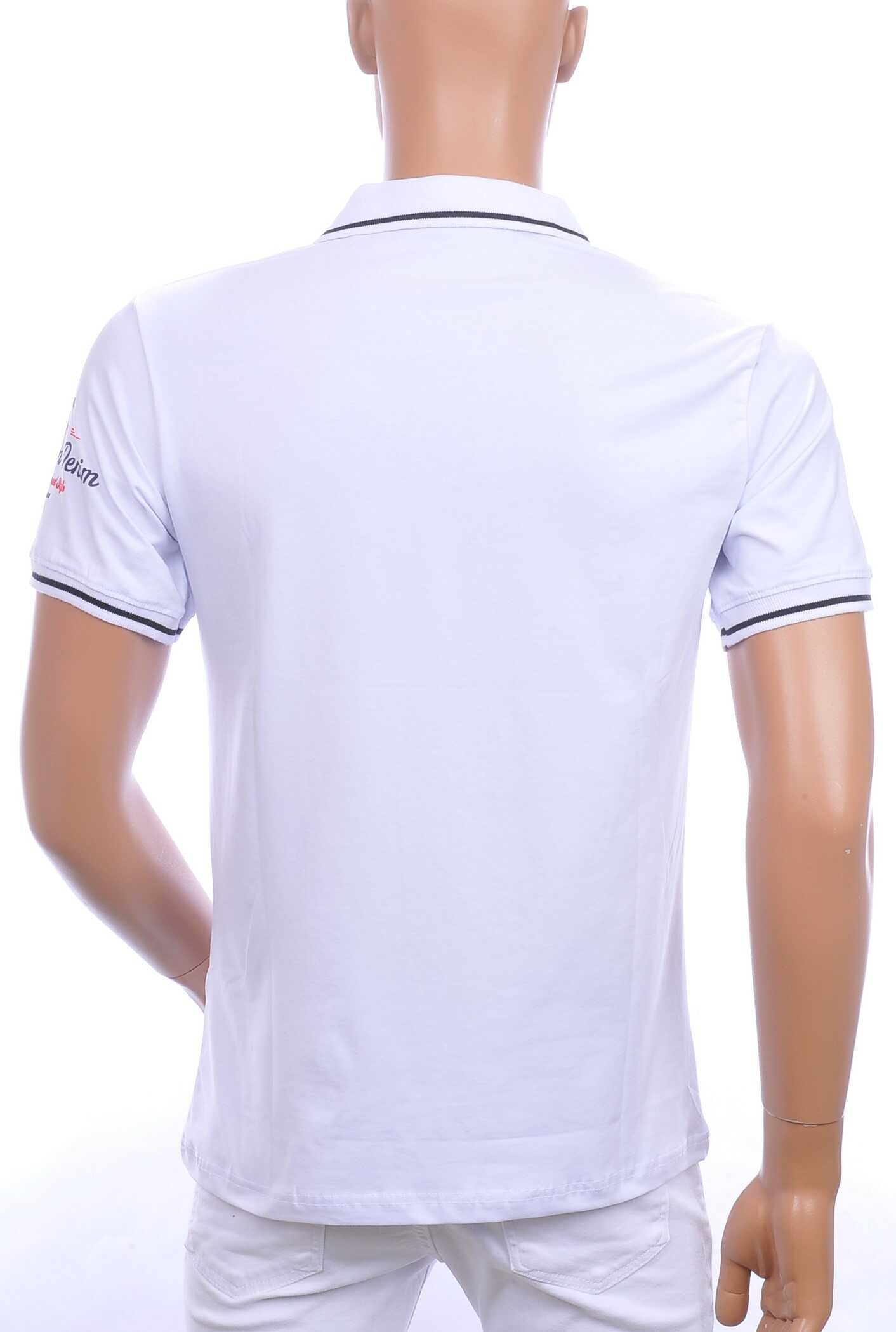 CI-BORG trendy heren polo T-Shirt met tekst print Wit