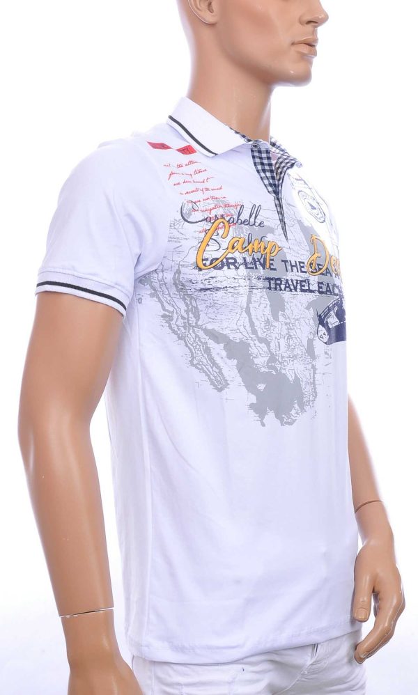 CI-BORG trendy heren polo T-Shirt met tekst print Wit