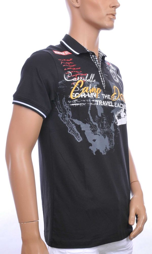 CI-BORG trendy heren polo T-Shirt met tekst print Zwart