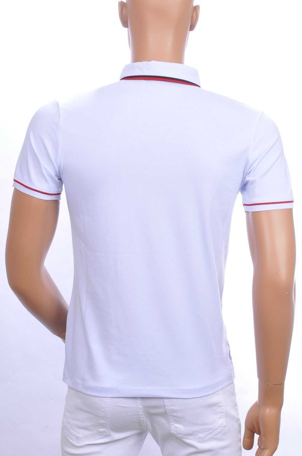 CLUB JU allover modern dessin heren polo T-Shirt met sier borstzakje Wit