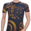Ci-Borg ronde hals T-shirt met geborduurde tijgerkop met steentjes Navy