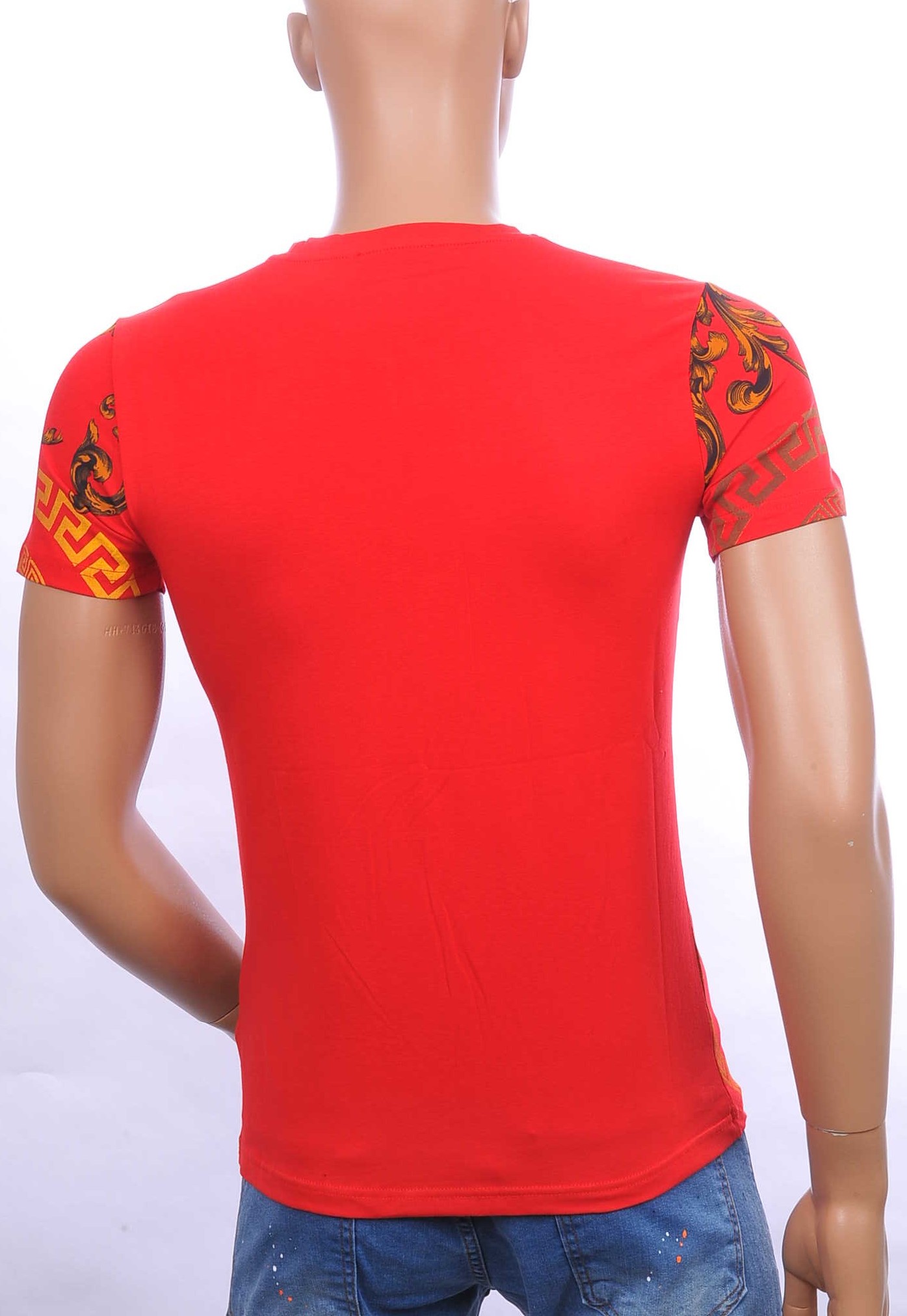 Ci-Borg ronde hals T-shirt met geborduurde tijgerkop met steentjes Rood