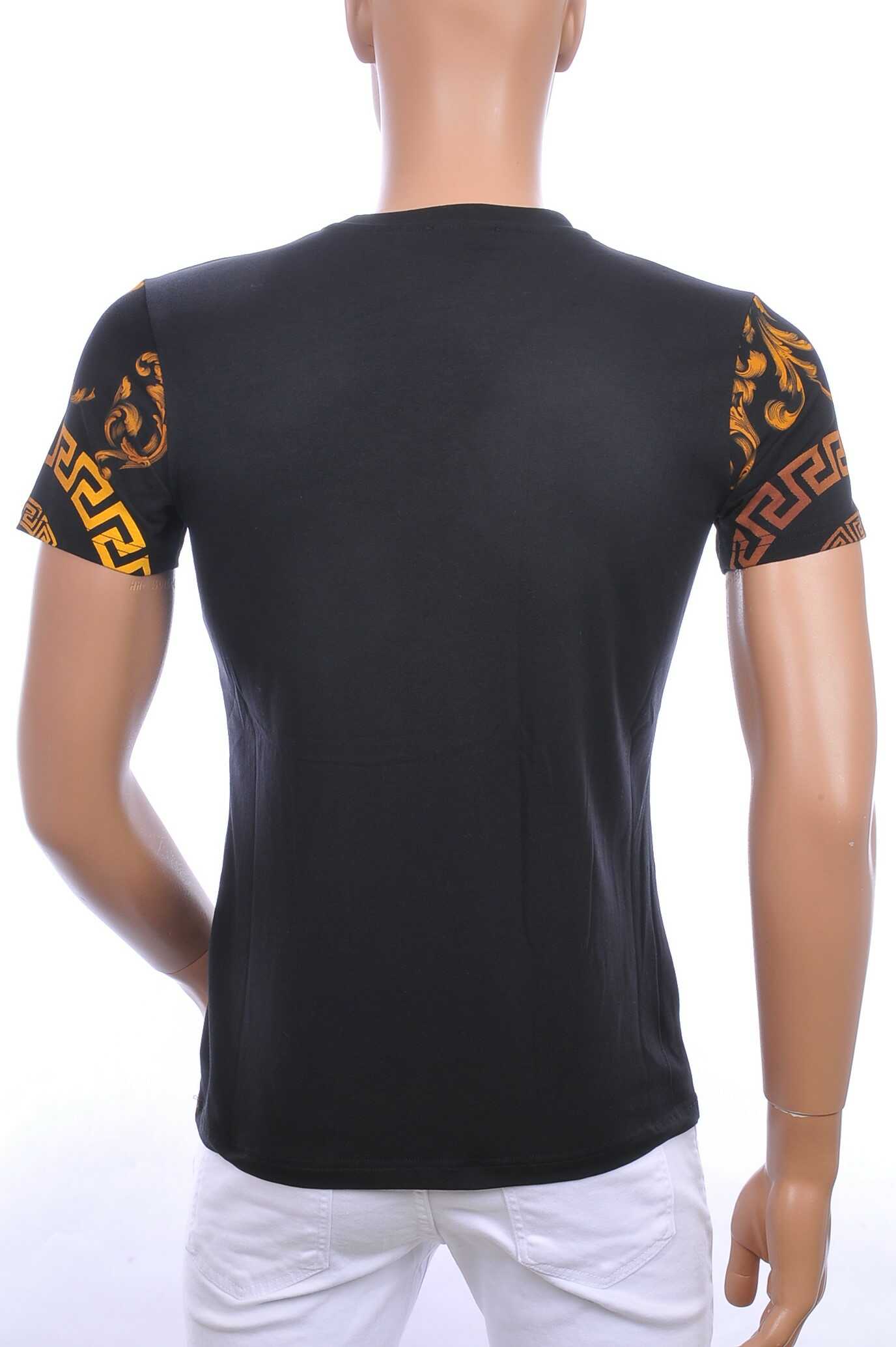 Ci-Borg ronde hals T-shirt met geborduurde tijgerkop met steentjes Zwart