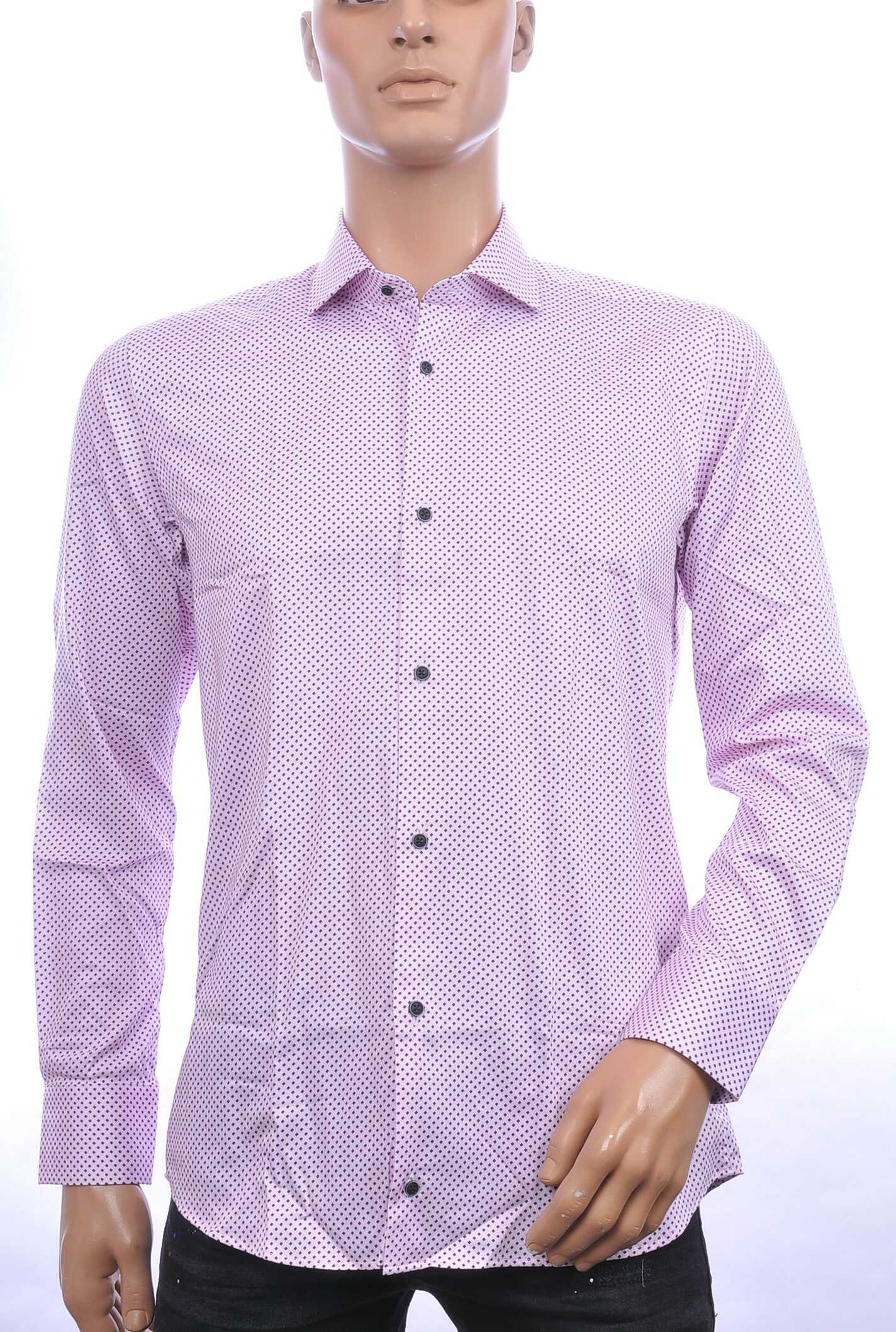 Corrino Italiaans getailleerd slim fit allover dessin heren overhemd Roze