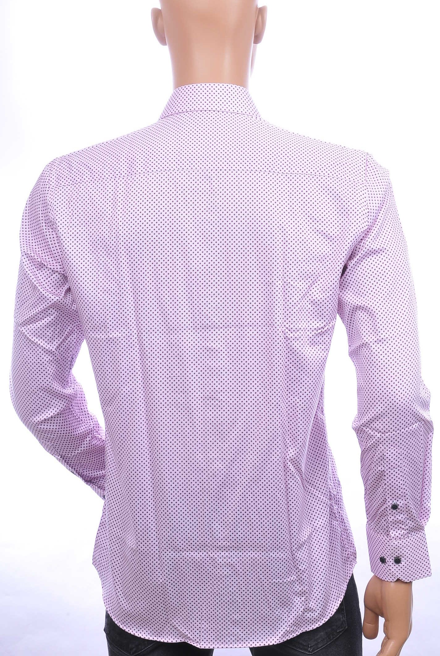Corrino Italiaans getailleerd slim fit allover dessin heren overhemd Roze