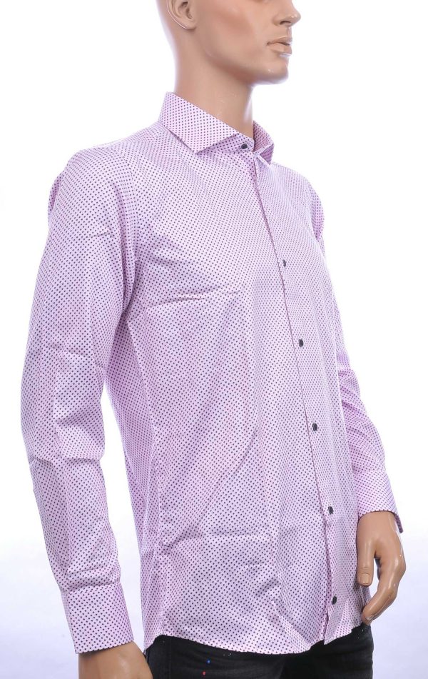 Corrino Italiaans getailleerd slim fit allover dessin heren overhemd Roze
