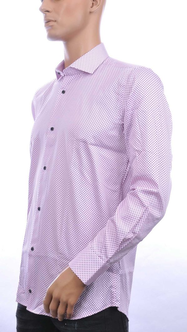 Corrino Italiaans getailleerd slim fit allover dessin heren overhemd Roze