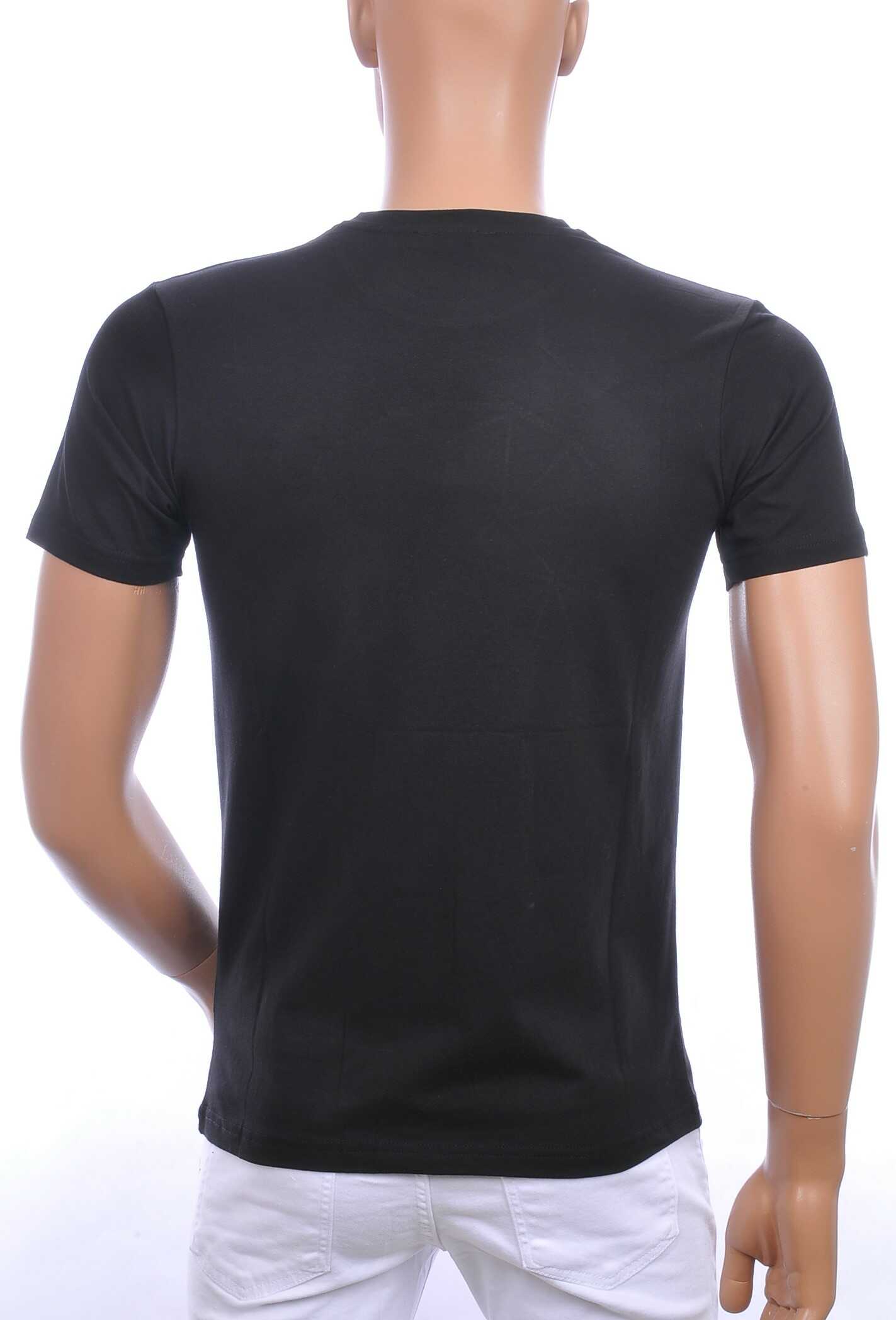 FRANCO RENZO trendy ronde hals heren skull T-shirt met steentjes Zwart