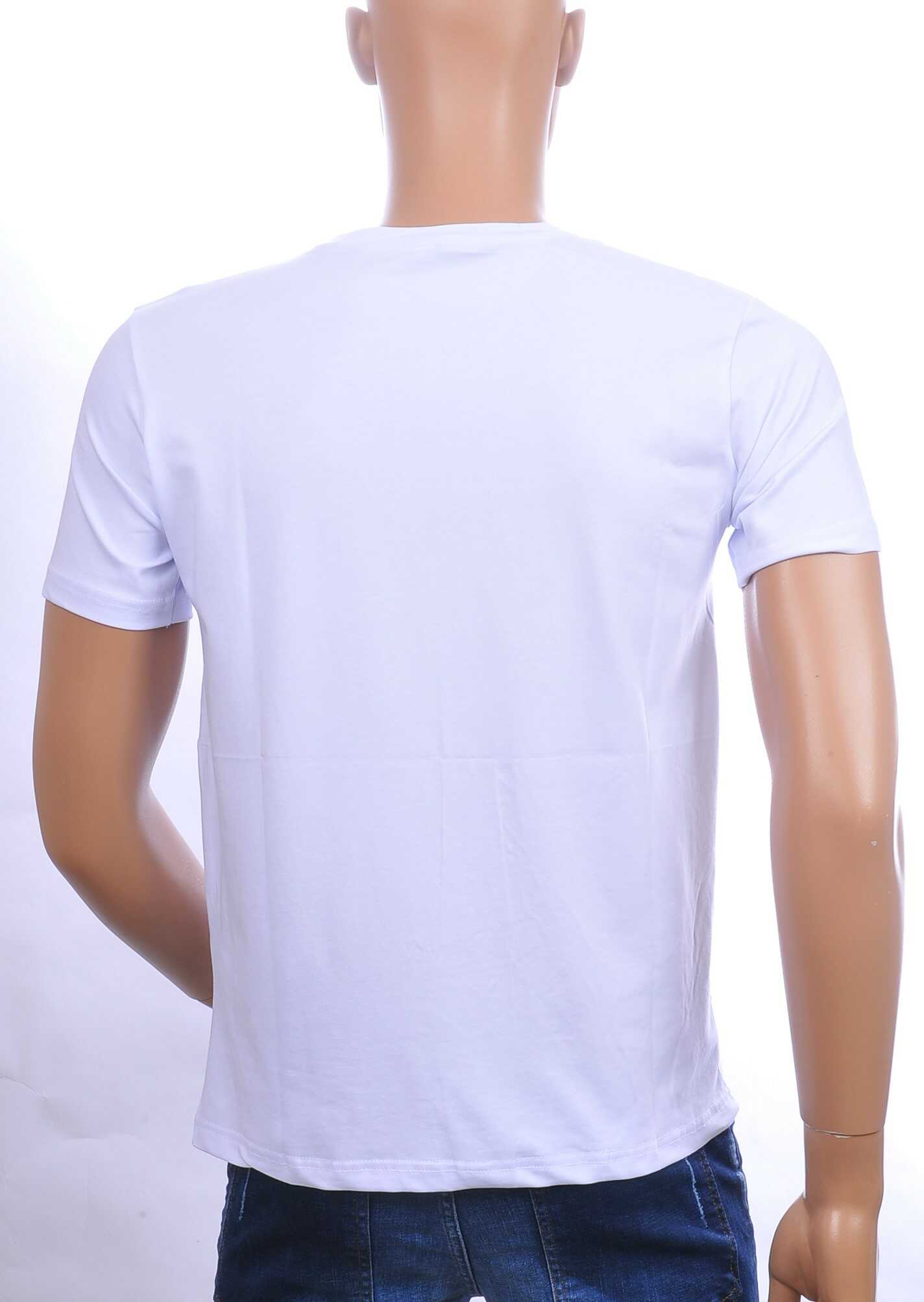 FRANCO RENZO trendy ronde hals heren skull T-shirt met steentjes Wit