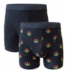 Zaccini 2-pack perfect fit allover bandebom print boxershorts Zwart