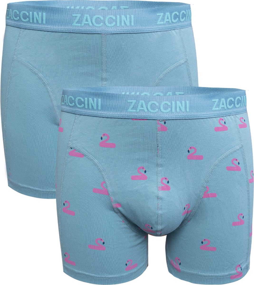 Zaccini 2-pack perfect fit allover Flamingo's print boxershorts Turquoise