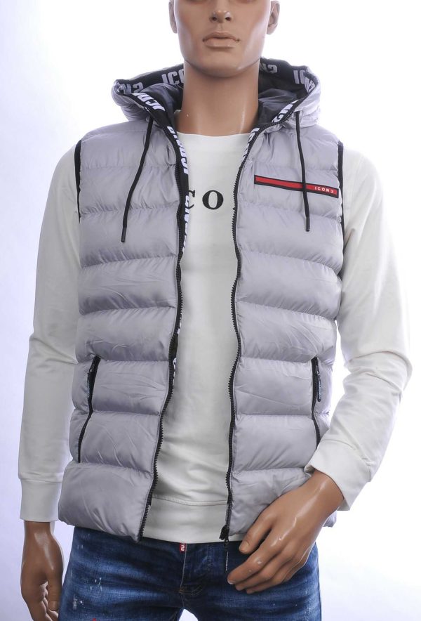 ICON2 Trendy Heren Bodywarmer met Permanente Capuchon - Grijs
