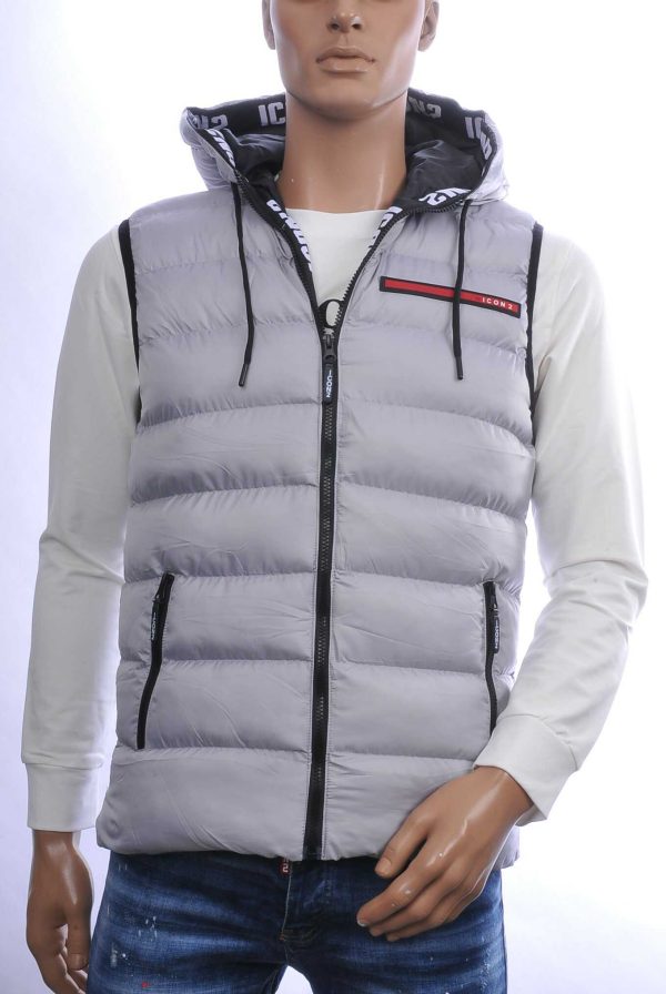 ICON2 Trendy Heren Bodywarmer met Permanente Capuchon - Grijs