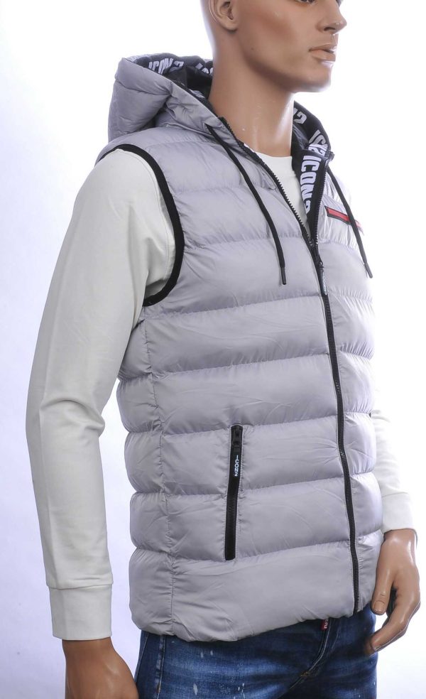 ICON2 Trendy Heren Bodywarmer met Permanente Capuchon - Grijs