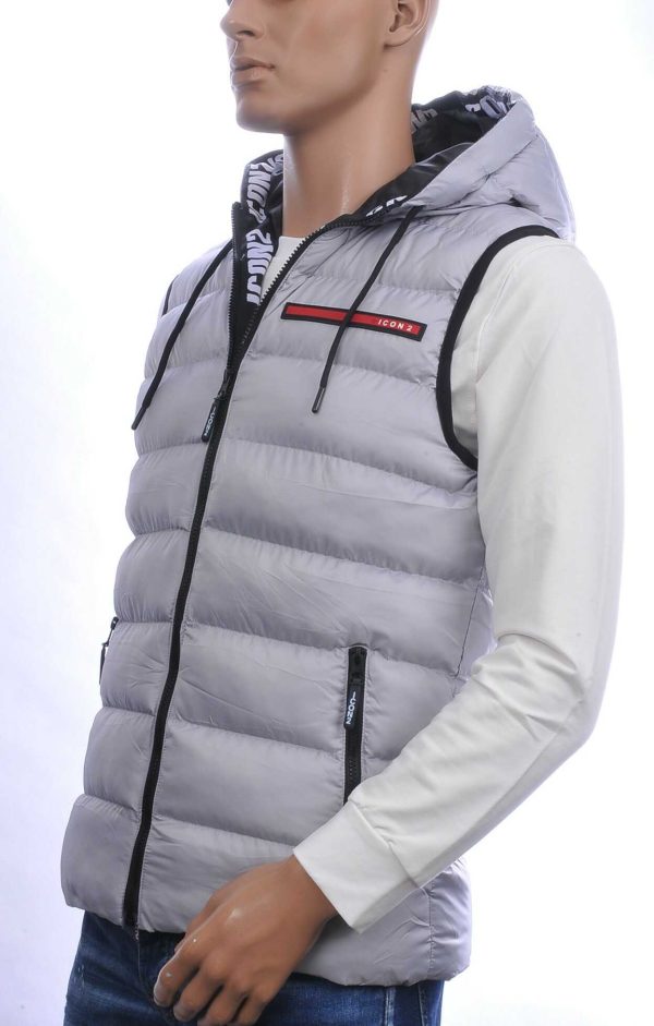 ICON2 Trendy Heren Bodywarmer met Permanente Capuchon - Grijs