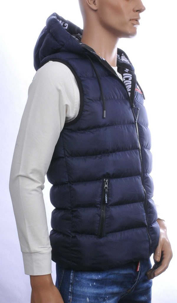 ICON2 Trendy Heren Bodywarmer met Permanente Capuchon - Navy