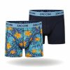 Zaccini Trendy 2-pack Perfect Fit Heren Boxershorts Met Allover Tropical Flower Print - Blauw