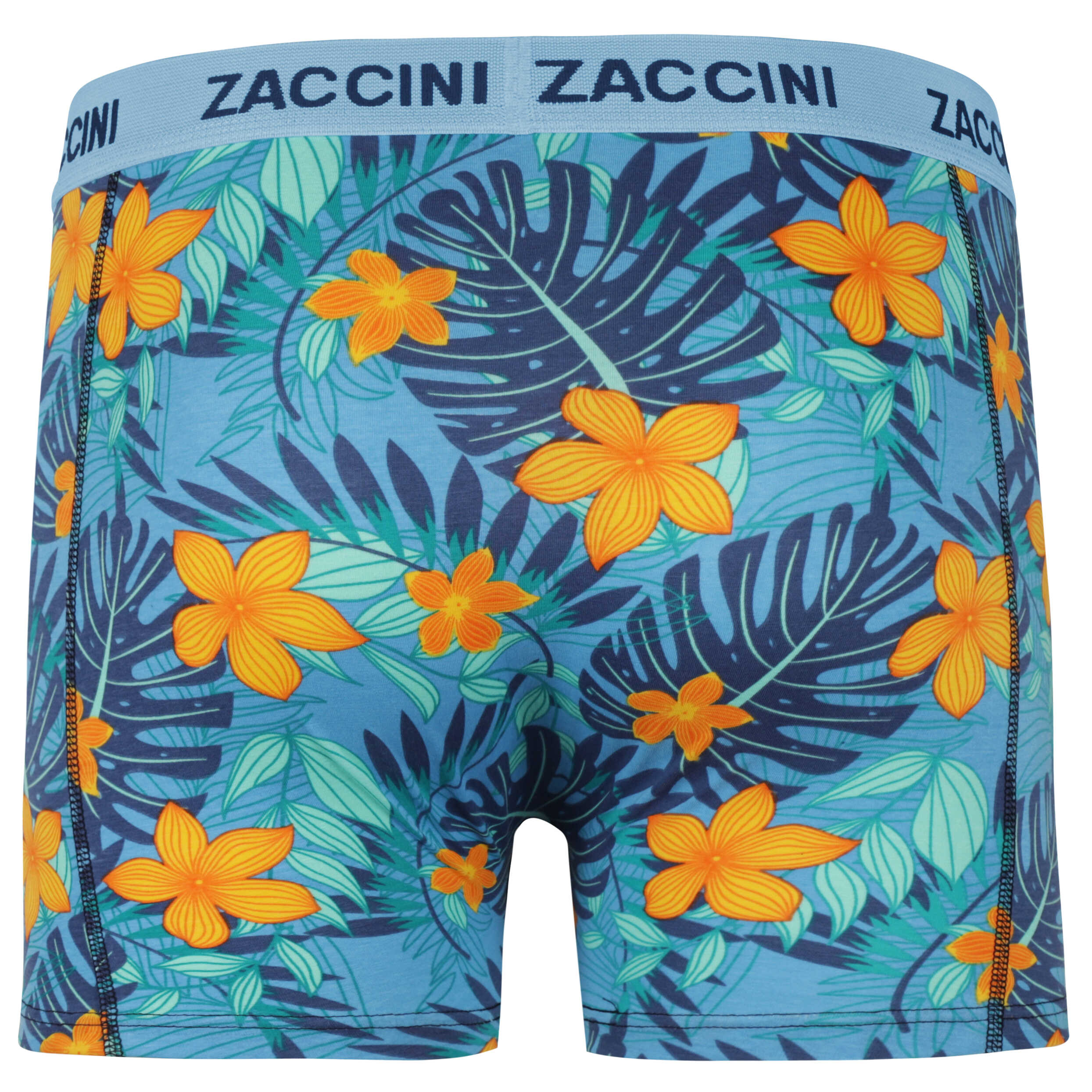 Zaccini Trendy 2-pack Perfect Fit Heren Boxershorts Met Allover Tropical Flower Print - Blauw
