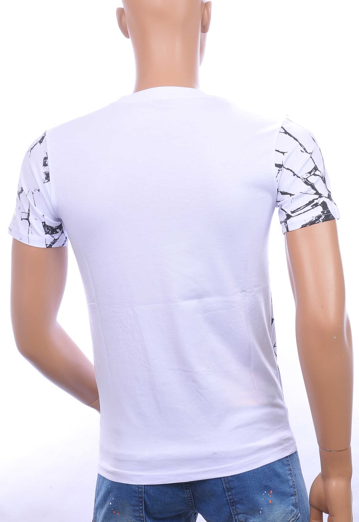 By Bugotti trendy allover tijgerkop print ronde hals heren T-Shirt met steentjes Wit