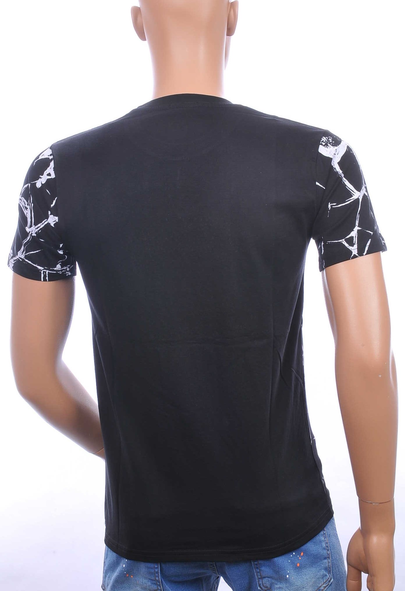 By Bugotti trendy allover tijgerkop print ronde hals heren T-Shirt met steentjes Zwart