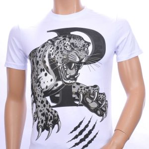 By Bugotti trendy tijger print ronde hals heren T-Shirt met steentjes Wit