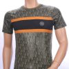 CI-BORG trendy allover modern dessin ronde hals heren T-Shirt Khaki
