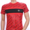 CI-BORG trendy allover modern dessin ronde hals heren T-Shirt Rood