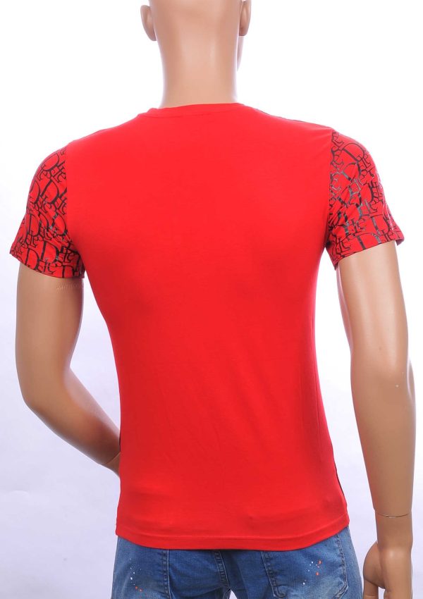 CI-BORG trendy allover modern dessin ronde hals heren T-Shirt Rood