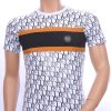 CI-BORG trendy allover modern dessin ronde hals heren T-Shirt Wit