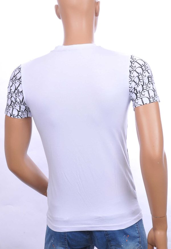 CI-BORG trendy allover modern dessin ronde hals heren T-Shirt Wit