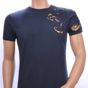 Ci-Borg trendy heren T-shirt met geborduurde tijgerkop Navy