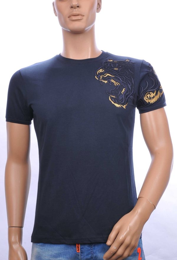 Ci-Borg trendy heren T-shirt met geborduurde tijgerkop Navy