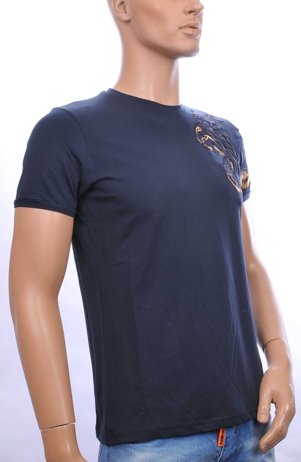 Ci-Borg trendy heren T-shirt met geborduurde tijgerkop Navy