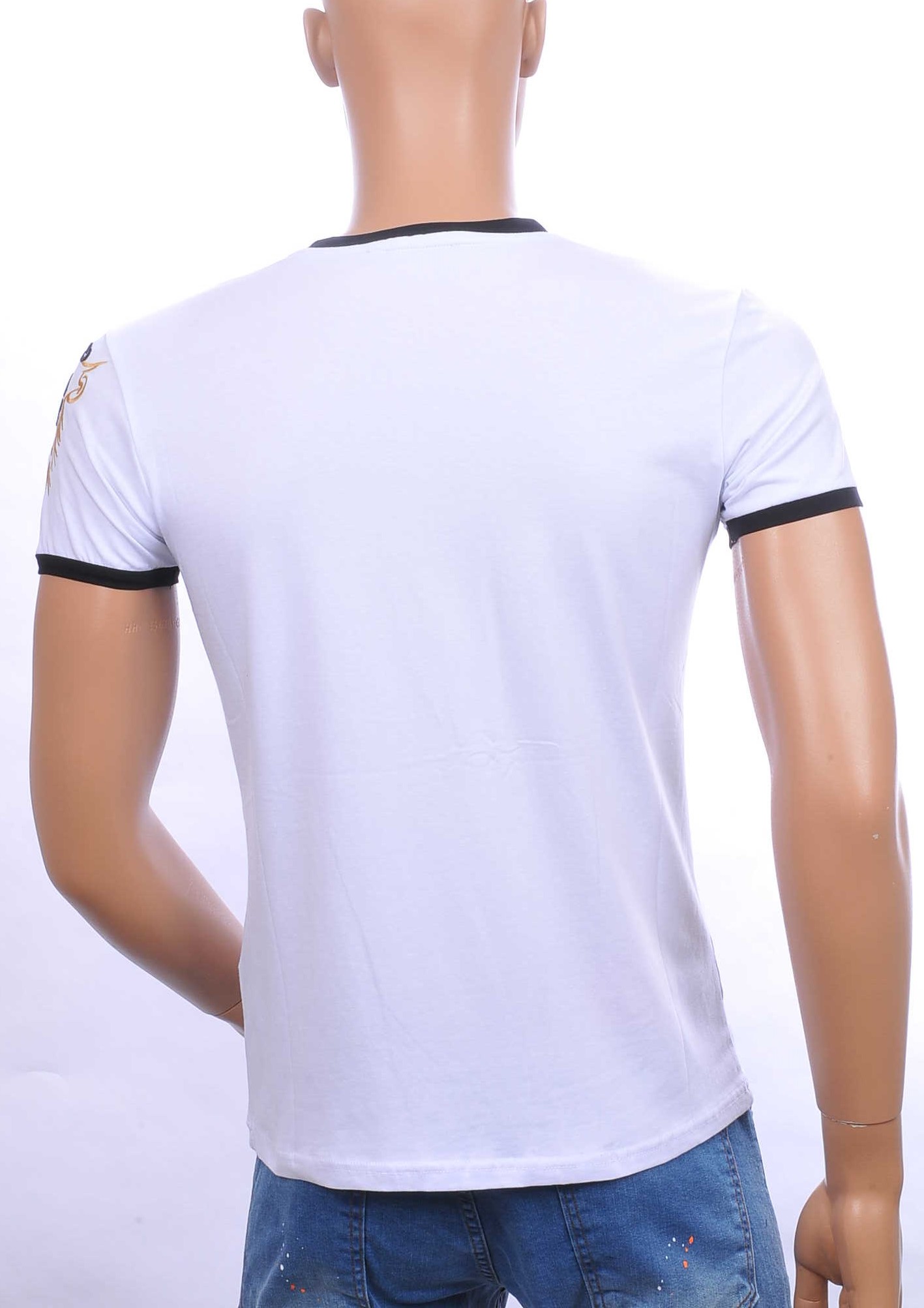 Ci-Borg trendy heren T-shirt met geborduurde tijgerkop Wit