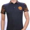 Ci-Borg trendy heren polo T-shirt met leeuwenkop badge Navy