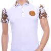Ci-Borg trendy heren polo T-shirt met leeuwenkop badge Wit