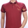 Les Designers Polo T-Shirt met geborduurde tijgerkop Bordeaux